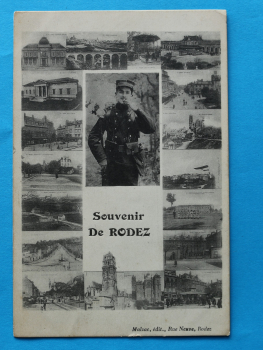 Ansichtskarte AK Rodez 1918 Mehrbildkarte Gebäudeansichten Soldat Frankreich France 12 Aveyron
